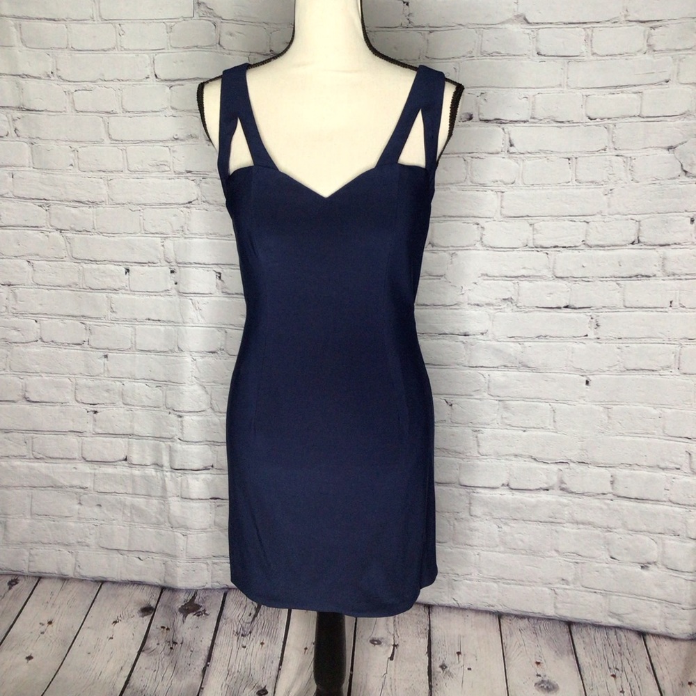 Clarisse Navy Blue Jersey Knit Backless Sleeveless Cocktail Homecoming Dress 5/6